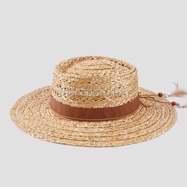 Hand Made wide brim Adjustable Straw Pork Pie hat