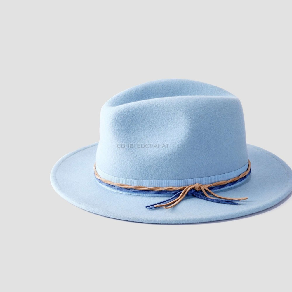 OEM Custom High-Quality With Decorated 100% Wool Felt Fedora Hat  - copy