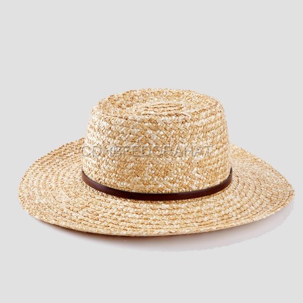 Premium Women Men Luxury Hand Made Adjustable Straw Boater Hat Flat Top Pork Pie Hat