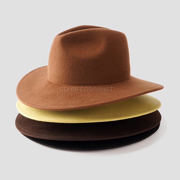 Small Batch Customization Adjustable Wool Wide Brim Fedora Hat