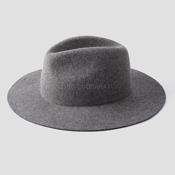 Outdoor Activities Men And Women Wide Brim Grey 100% Wool Fedora Hat