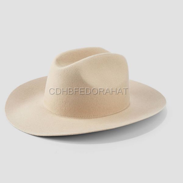 Vintage Classic Men Women Fedora Firm 100% Wool Felt Wide Brim Open Road Panama Hat