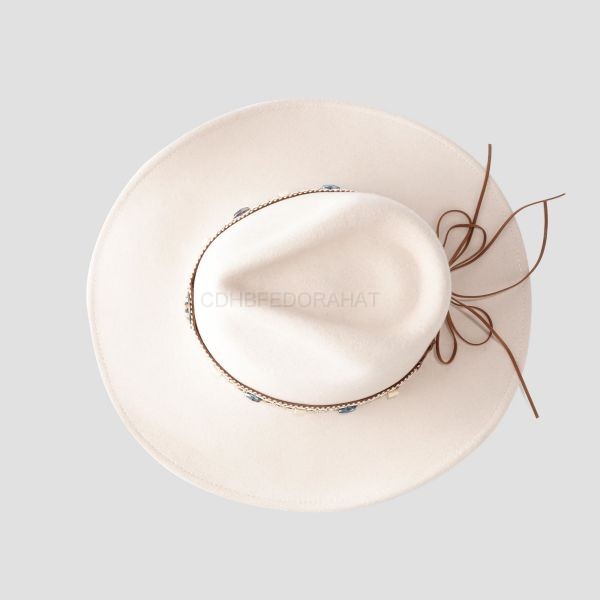 Beige Western Cowboy Cowgirl Hat Felt Personalized Decoration Women Men Fedora Hats