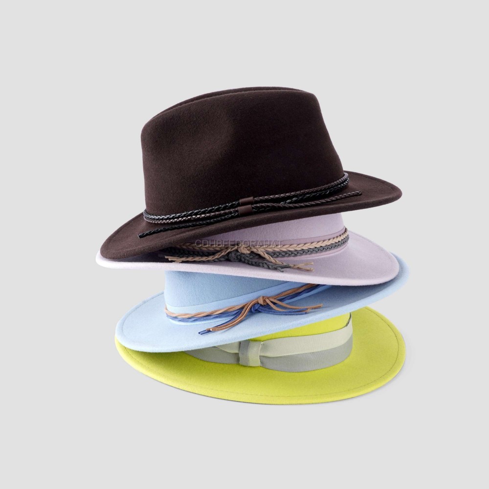 Custom Wholesale New Fashion High Quality Colour Unisex Wool Felt Fedora Hat