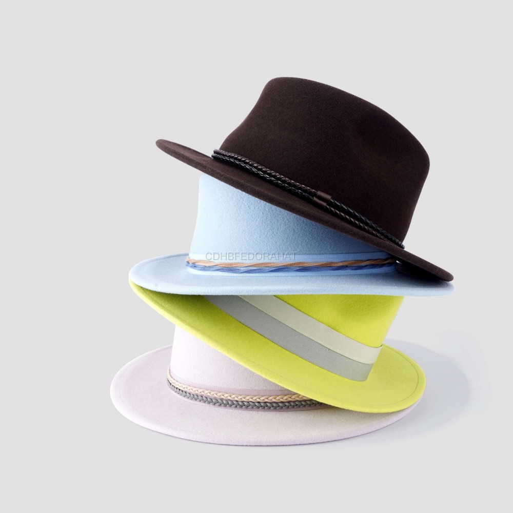 2024 men and women Popular style fashion wool fedora colorful high quality fedora hats