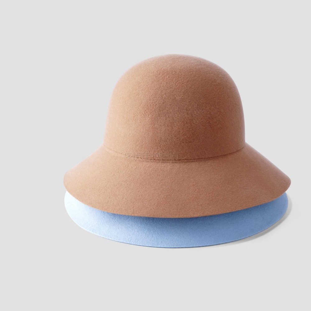 Pure Blank Bell Shaped Wool Felt Ladies Fedora Bucket Bowler Cloche Hat