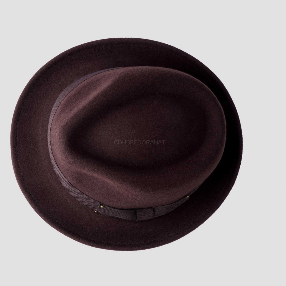 Classic Trilby Short Brim 100% Wool Fedora Hat With Band