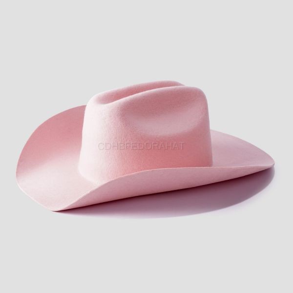  Solid Color Felt Wide Brim Fedora Hat Western Style Cowboy Hats 