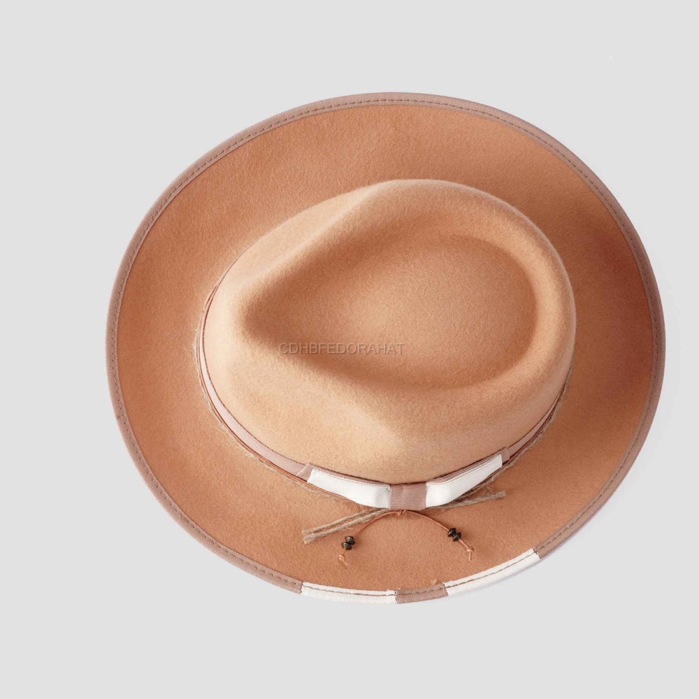 Camel Colored Women's Spring Summer Breathable Bow Decor Breathable Bow Fedora Hat