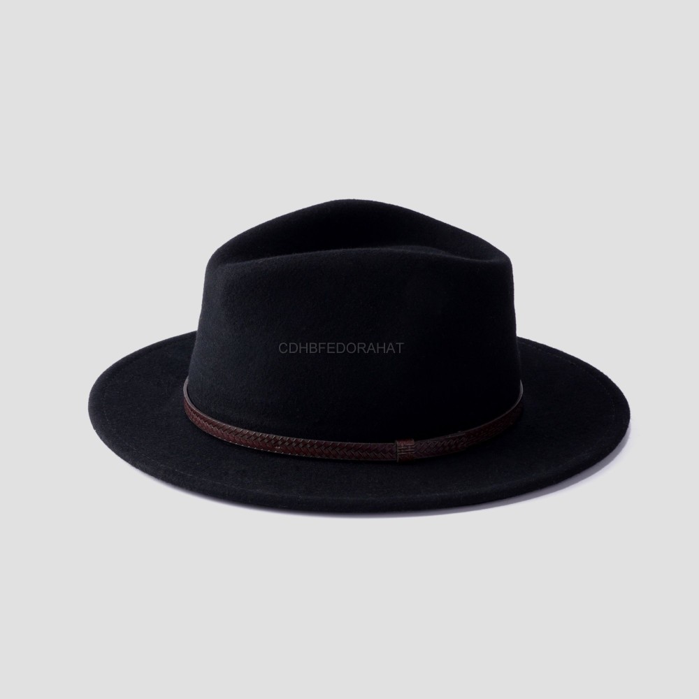 Wide Brim Fedora Hats for Women Mens Felt Fedora Hats with Belt 