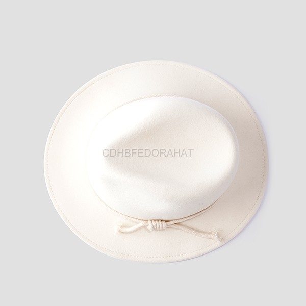 White Teardrop Men Women Flat Wide Brim Sombrero Fedora Hat