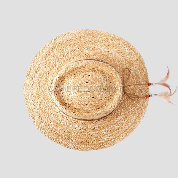 Chapeau De Paille Wide Brim Straw Pork Pie Hat 