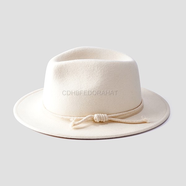 White Classic And Elegant Pure Wool Soft Fedora Hat