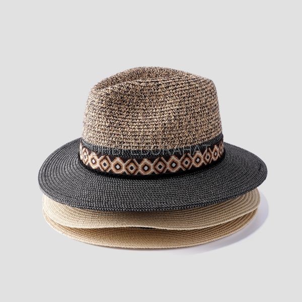 Wholesale simple fashion outdoor travel breathable beach straw fedora hat