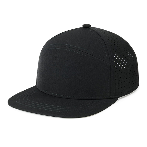 Sports Hat Lightweight Laser Cut Flat Brim Black Men Quick Drying Snapback Hat