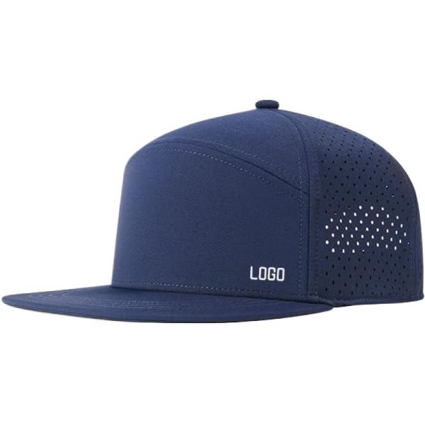 Wholesale Waterproof Quick Dry Flat Brim Blank Mesh Hat Laser Hole SnapBack Cap