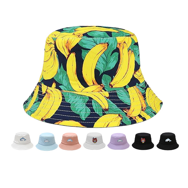 Pure Cotton Comfortable Sun Protection Custom Embroidery Reversible Bucket Hat