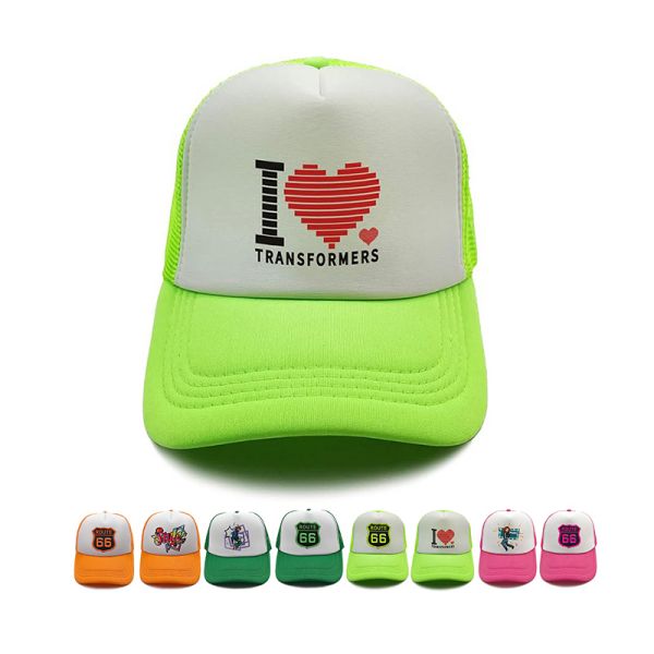 Multi Color Sunshade Printing Foam Mesh Back Curved Brim Trucker Caps