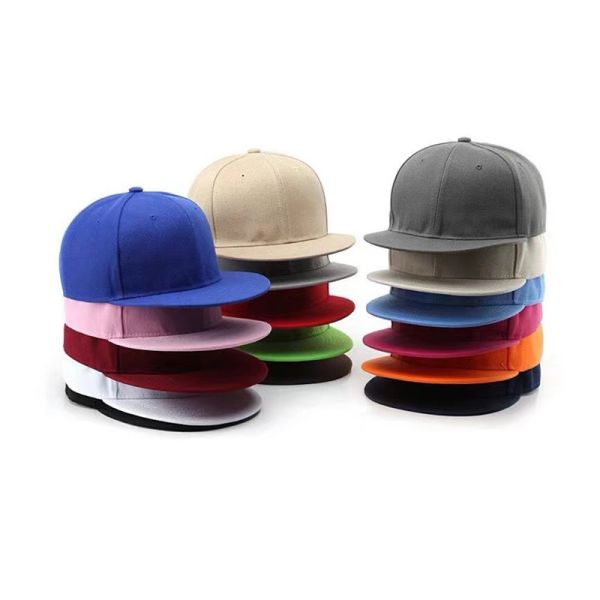 Flat Brim Balnk Plain Men 6 Panel Hip Hop Style Hats Solid Adjustable Snapback Cap