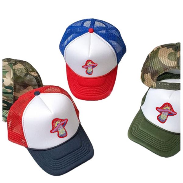 Custom Recycled Printed Logo 5 Panel Foam Mesh Back Foam Trucker Cap 