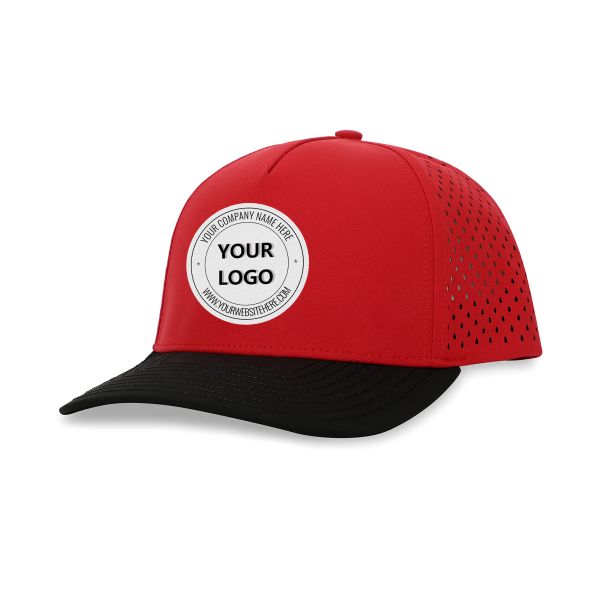 Custom Logo 5 Panel Pre Curved Mesh laser hole Sports Cap Truck Hats